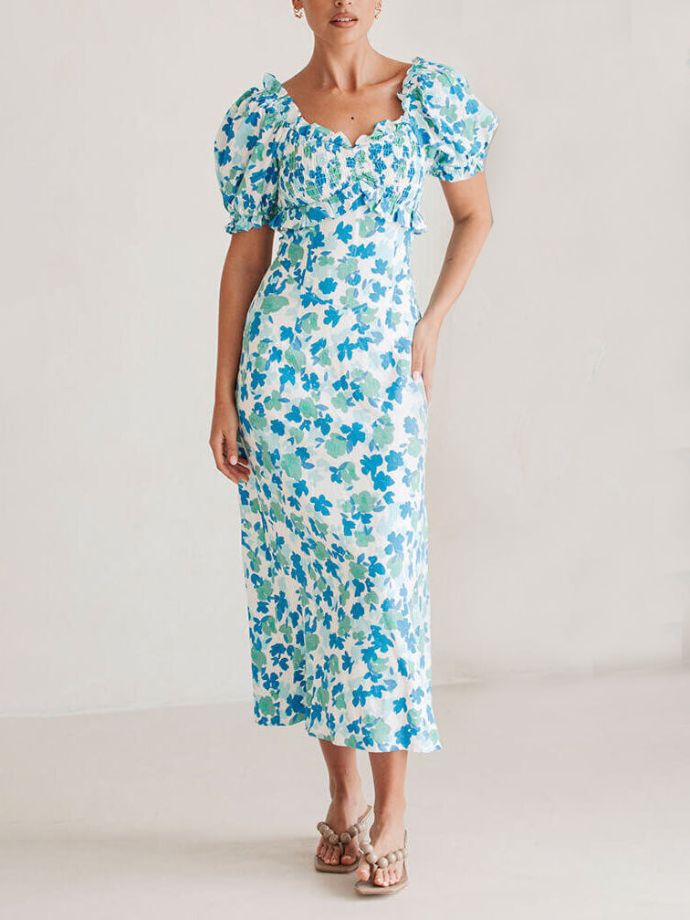 Avelena | Frisches Sommerliches Midikleid mit Blumenmuster