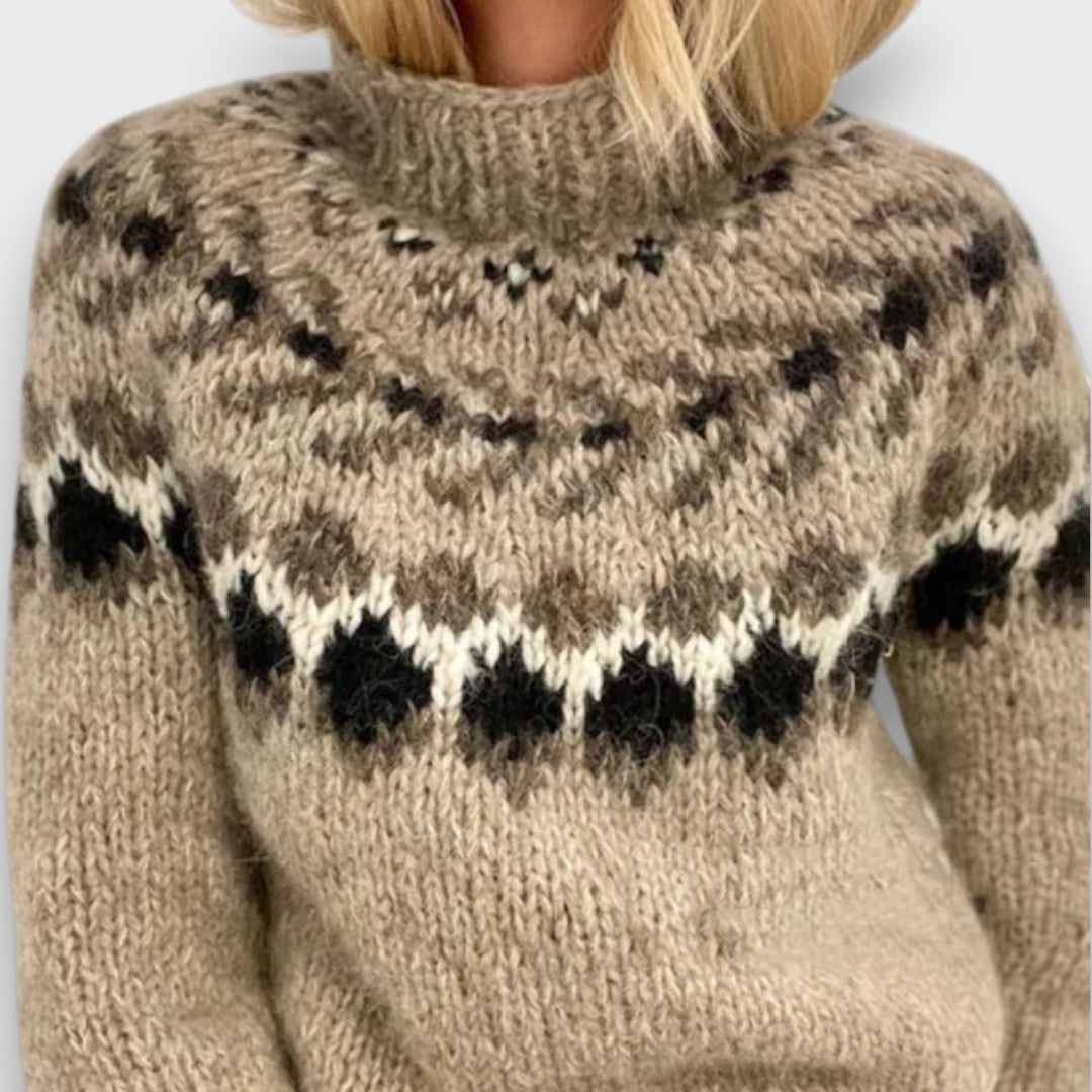 Elara – Jacquard Strickpullover im Vintage-Stil