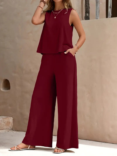 Faylisse – Elegantes ärmelloses Lounge-Set mit weitem Bein