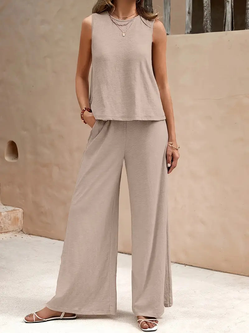 Faylisse – Elegantes ärmelloses Lounge-Set mit weitem Bein