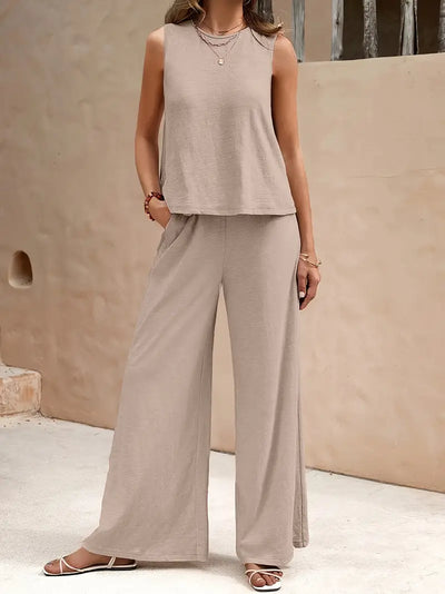 Faylisse – Elegantes ärmelloses Lounge-Set mit weitem Bein