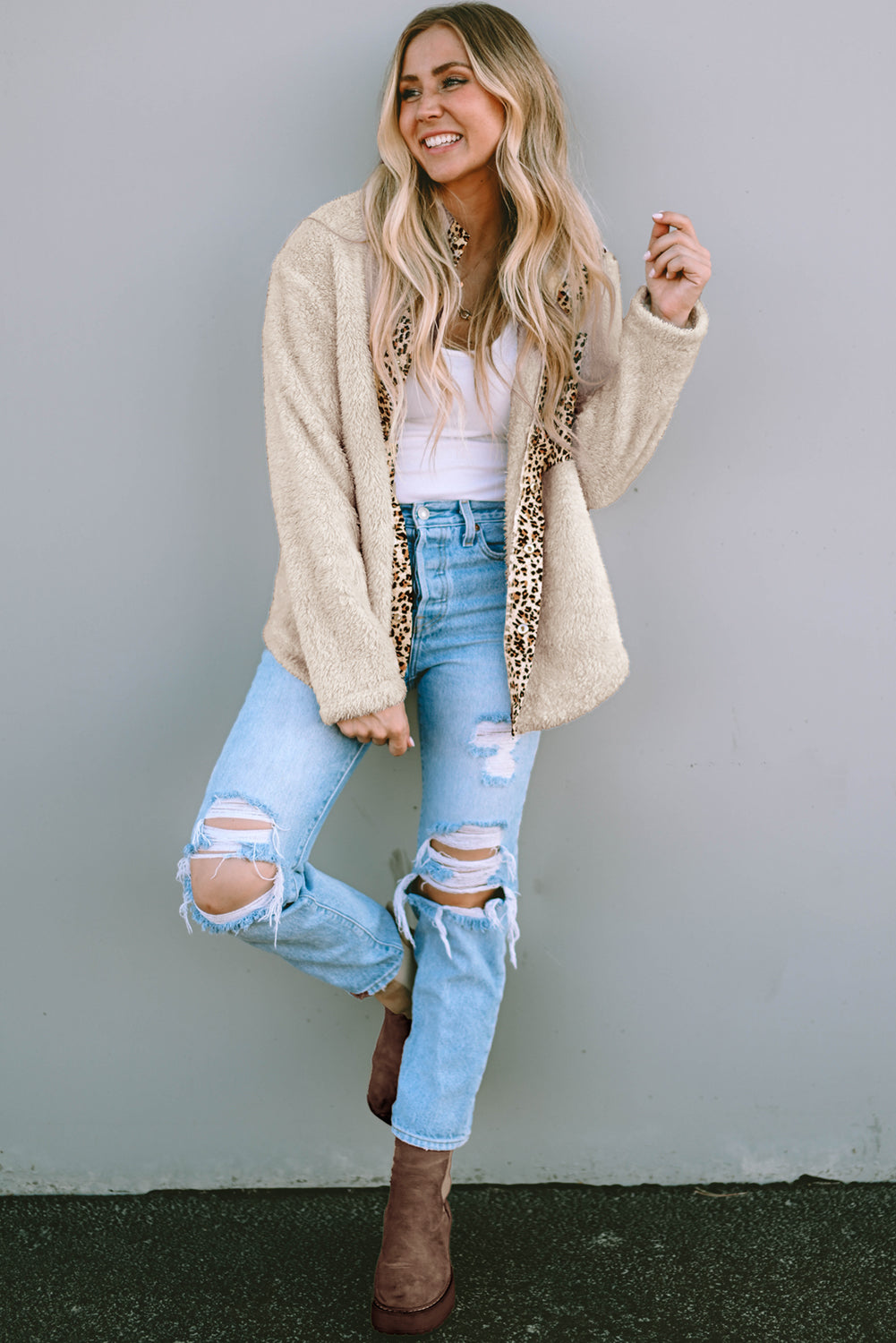 Fleecejacke mit Leoparden-Details | Kuschelig & Modisch | Vielseitig Tragbar