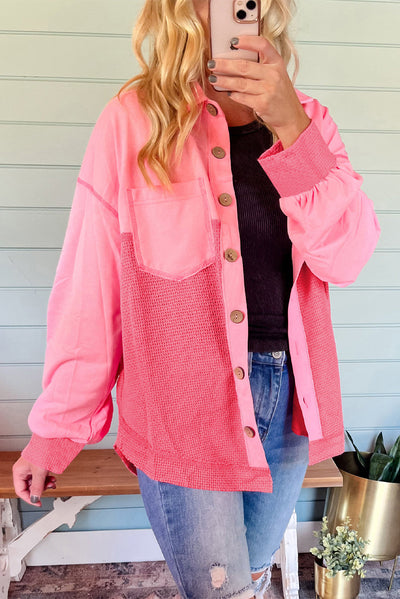 Oversized Hemdjacke mit Strukturmix | Lässiger Schnitt | Modern & Vielseitig