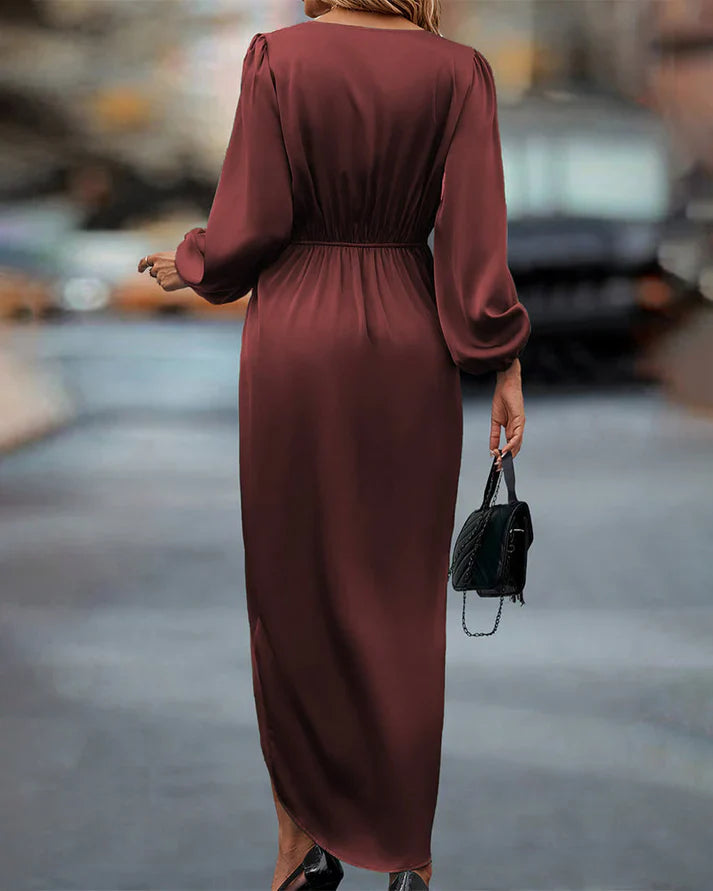 Antonella | Elegantes Kleid mit Laternenärmeln und V-Ausschnitt