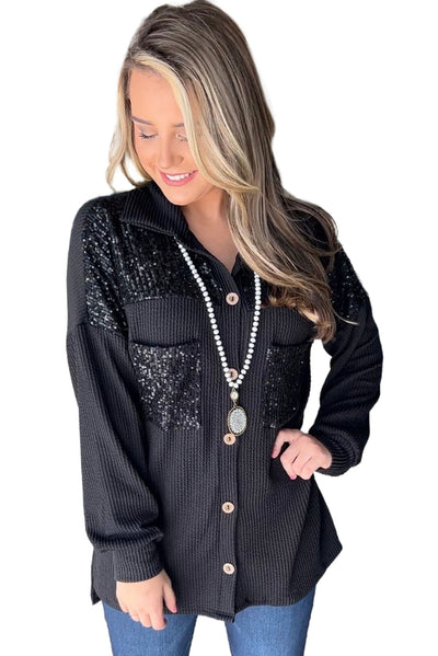 Glitzernde Hemdjacke mit Waffelstruktur | Eleganz & Komfort | Party-Look