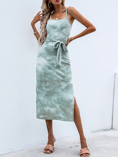 Avelena | Geschlitztes Langes Kleid Tie-Dye