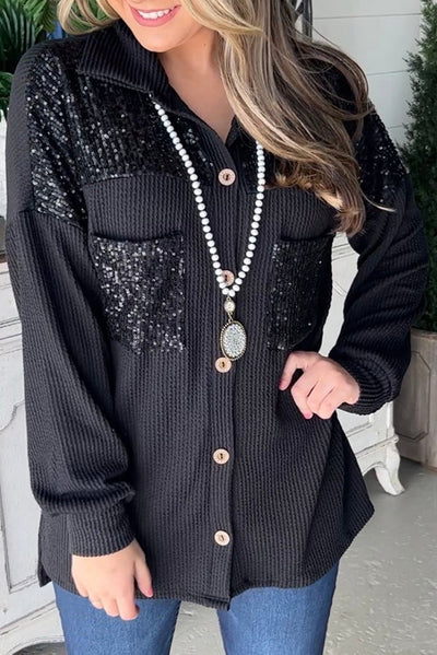 Glitzernde Hemdjacke mit Waffelstruktur | Eleganz & Komfort | Party-Look