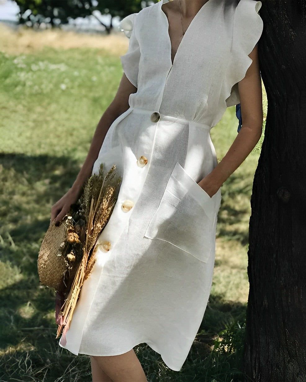 Avelena | Vintage Kleid mit Rüschenärmeln
