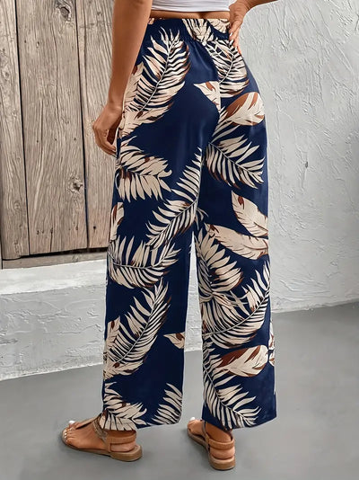 Kaimera – Stilvolle Hose mit weitem Bein und tropischem Print