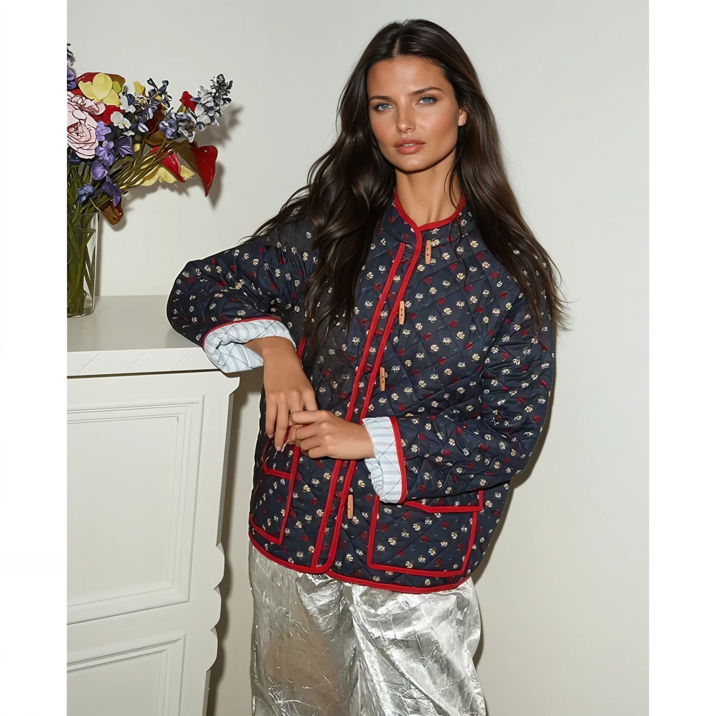 PATCHWORK-JACKE MIT BLUMENDRUCK VON AMY