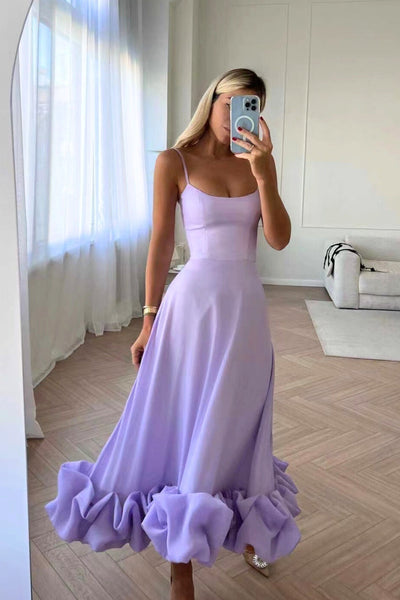 Damen Rüschen Spaghettiträger Hochzeitsgast Kleid | Maxi