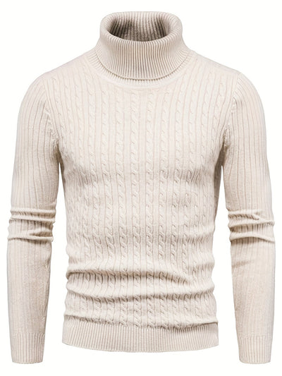 Herren-Rollkragenpullover | Zopfmuster & Winterwärme | Klassische Eleganz