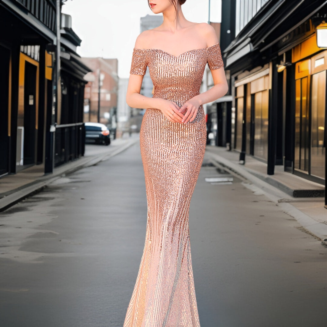 Avelena | Eleganter Schulterfreier Abendkleid