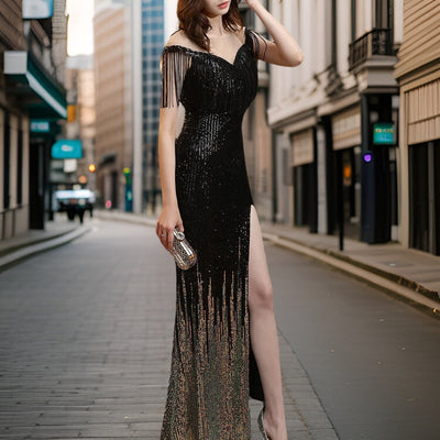 Avelena | Sexy Pailletten Abendkleid