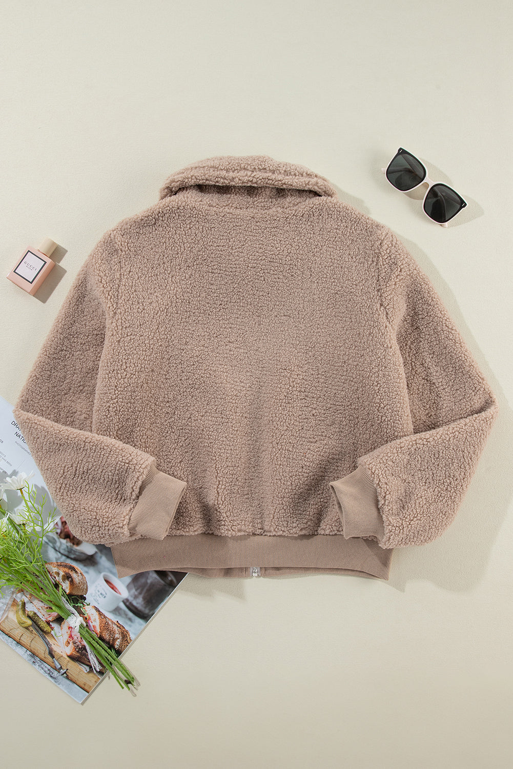 Teddy-Bomberjacke mit Reißverschluss | Flauschige Textur | Bequem & Stylisch