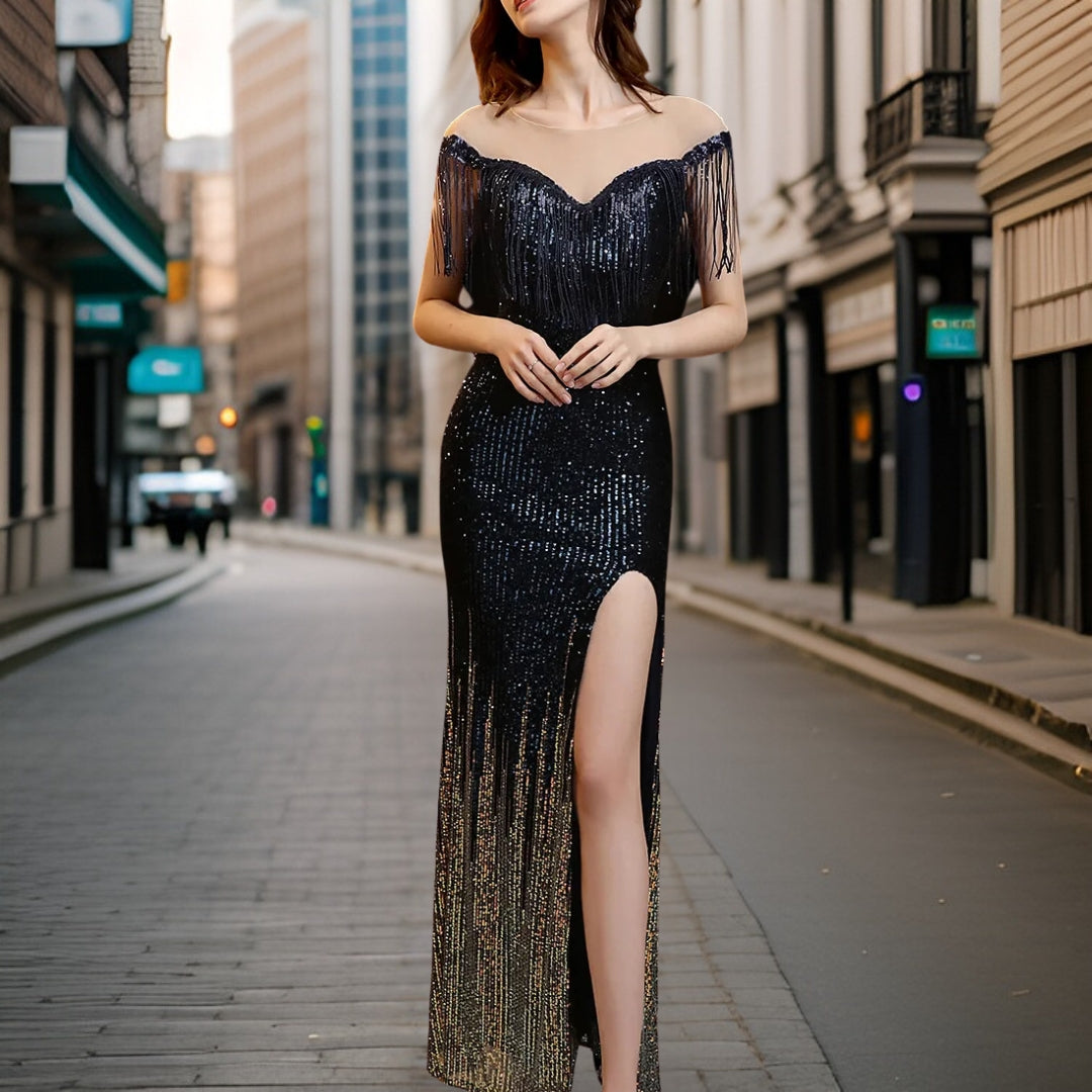 Avelena | Sexy Pailletten Abendkleid