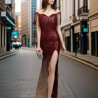 Avelena | Sexy Pailletten Abendkleid