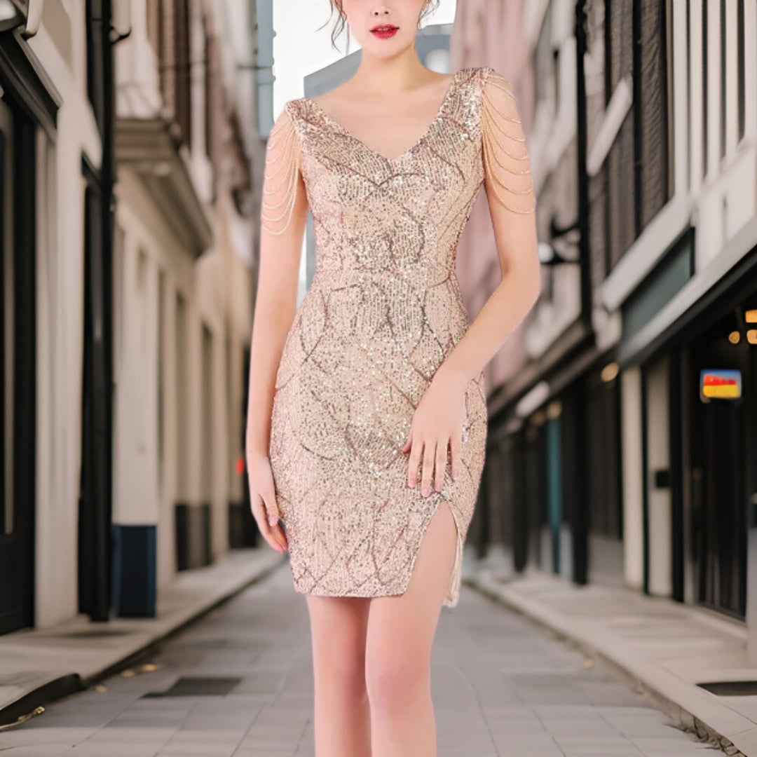 Avelena | Schönes Funkelndes Minikleid