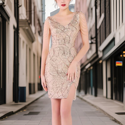 Avelena | Schönes Funkelndes Minikleid