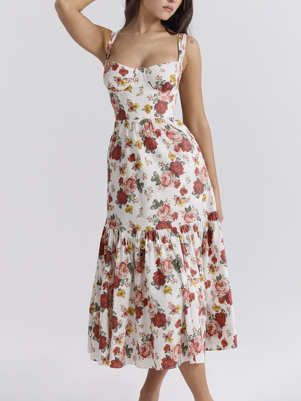 Avelena | Midikleid mit Blumenmuster und Neckholder Im Süßen Stil