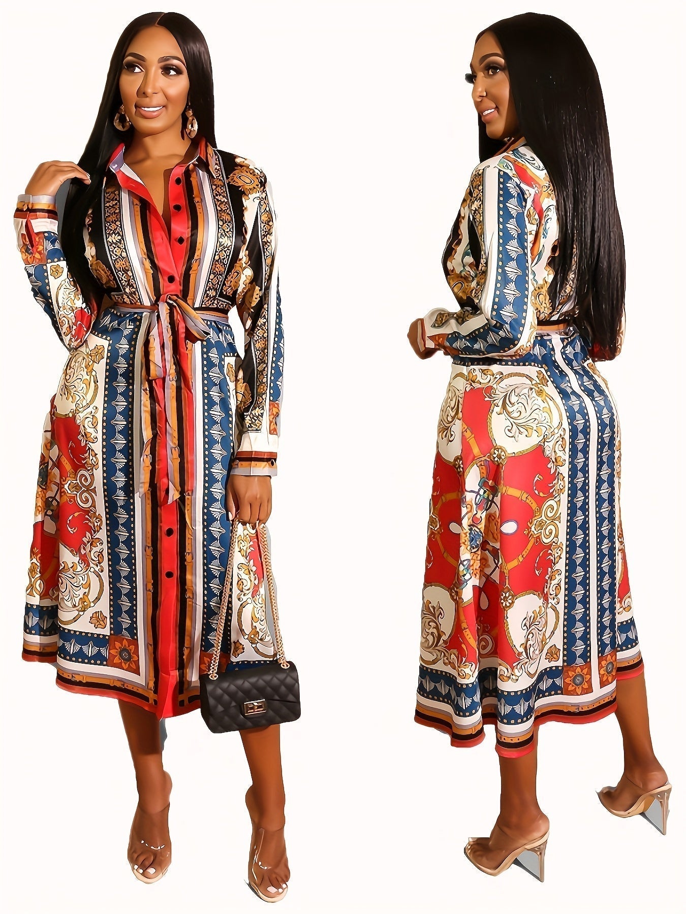 Langärmeliges Hemdblusenkleid für Frauen - Marigold