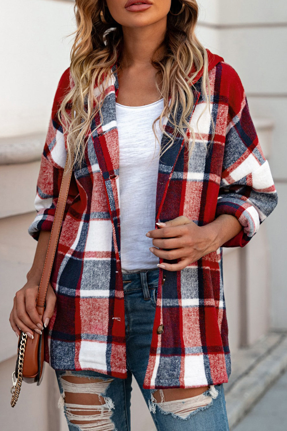 Kariertes Oversized-Hemdjacke | Kapuze & Knopfleiste | Lässiger Komfort
