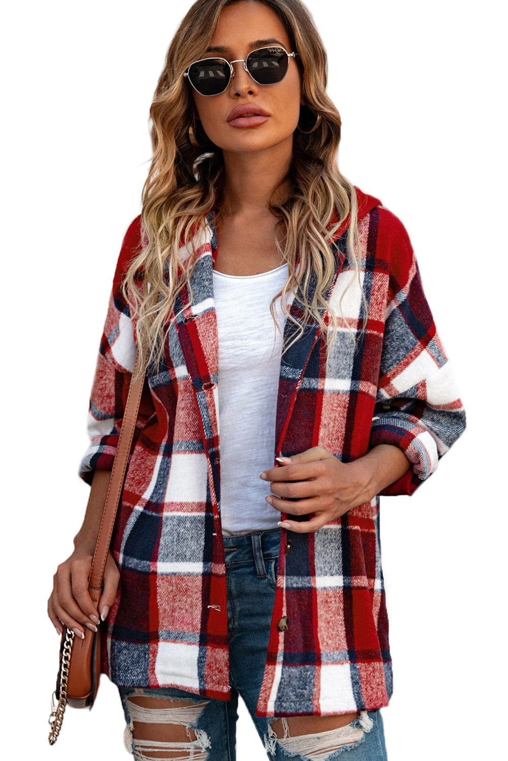 Kariertes Oversized-Hemdjacke | Kapuze & Knopfleiste | Lässiger Komfort