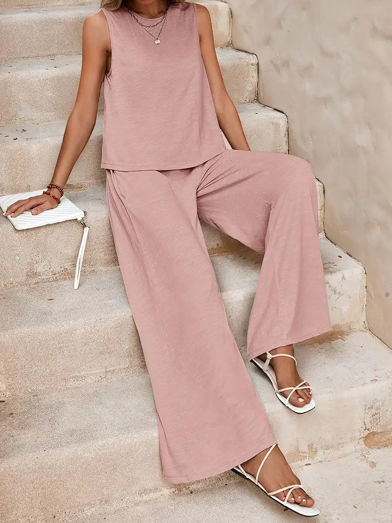 Faylisse – Elegantes ärmelloses Lounge-Set mit weitem Bein