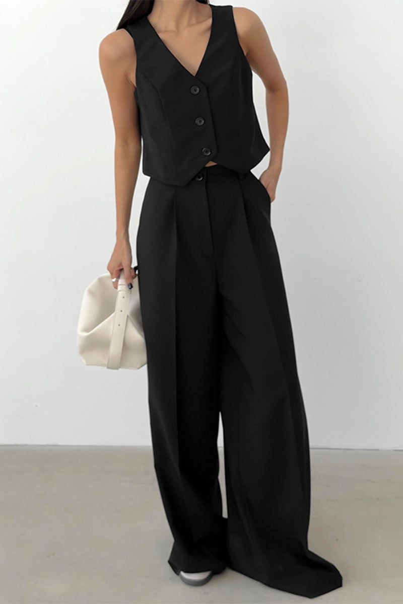 Avelena | Zweiteiliges Ärmelloses Business Casual Ensemble