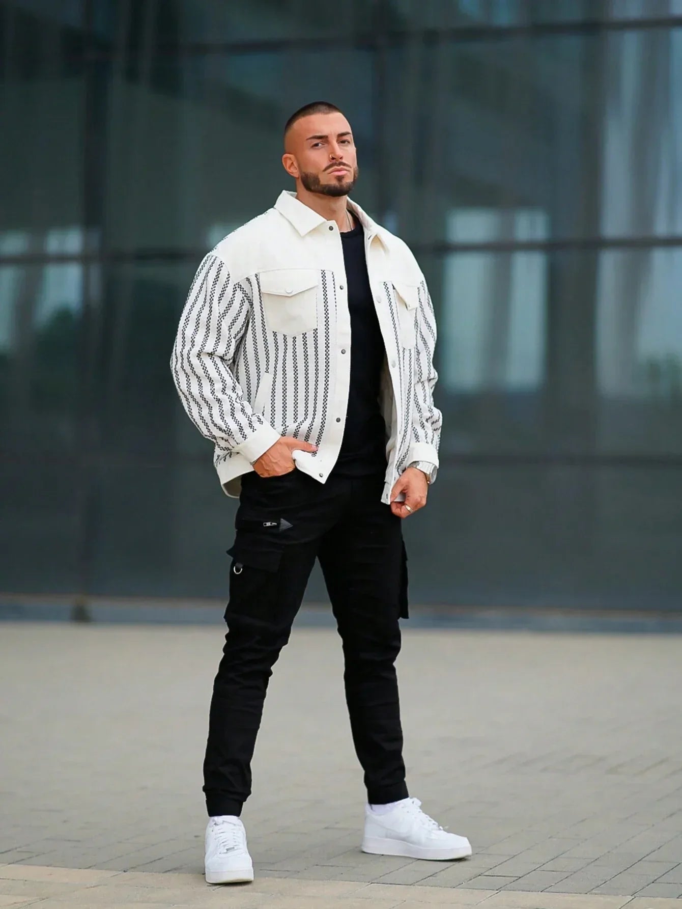 Avelena | Herren Outdoor-Jacke mit Karos und Streifenmuster
