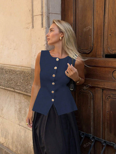 Ärmelloses Tailor-Weste mit Knöpfen – Feminin, Edel & Vielseitig