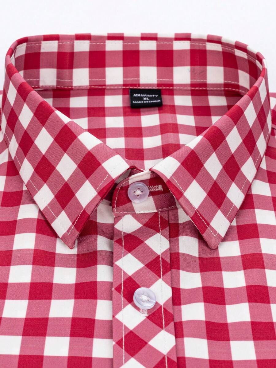 Oktoberfest Karohemd Herren – Kurzarm Trachtenhemd in Rot-Weiß