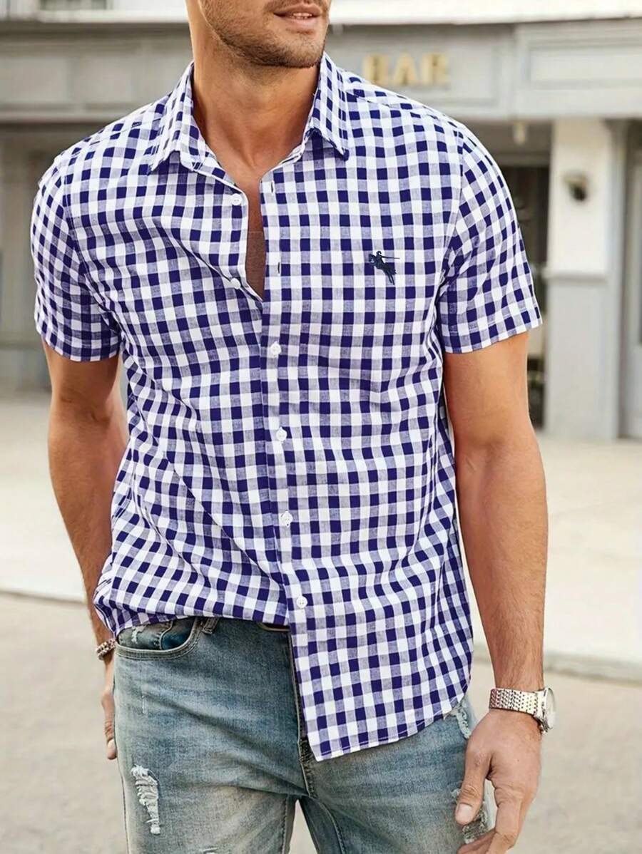 Oktoberfest Karohemd Herren – Kurzarm Trachtenhemd in Rot-Weiß