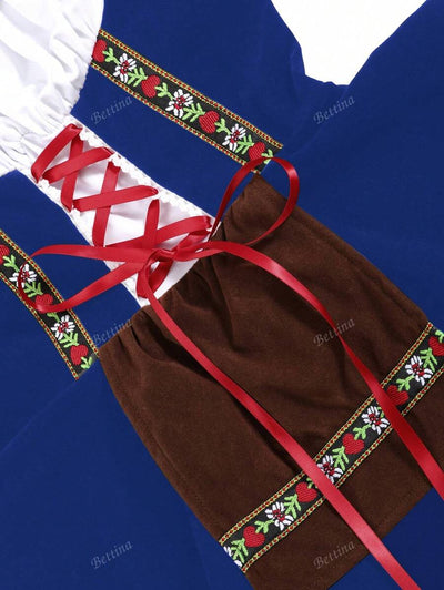Oktoberfest Dirndl Kleid für Damen – Traditionelles Trachtenkleid mit Schürze