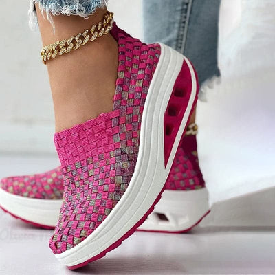 Noctiselle – Atmungsaktive Slip-On-Plateau-Sneaker aus Webstoff