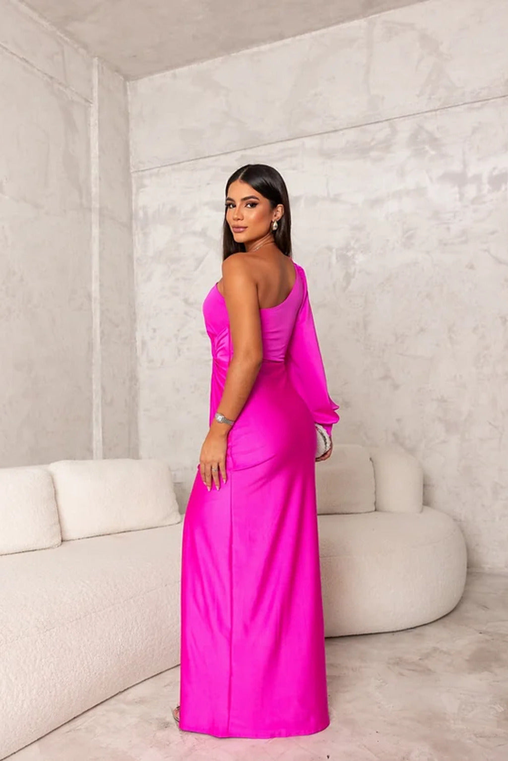 Satin-Ein-Schulter-Abendkleid | Elegant und Glamourös | Figurbetonter Schnitt