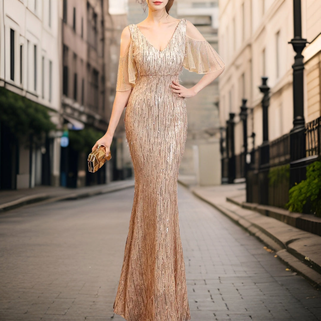 Avelena | Schönes Pailletten Abendkleid