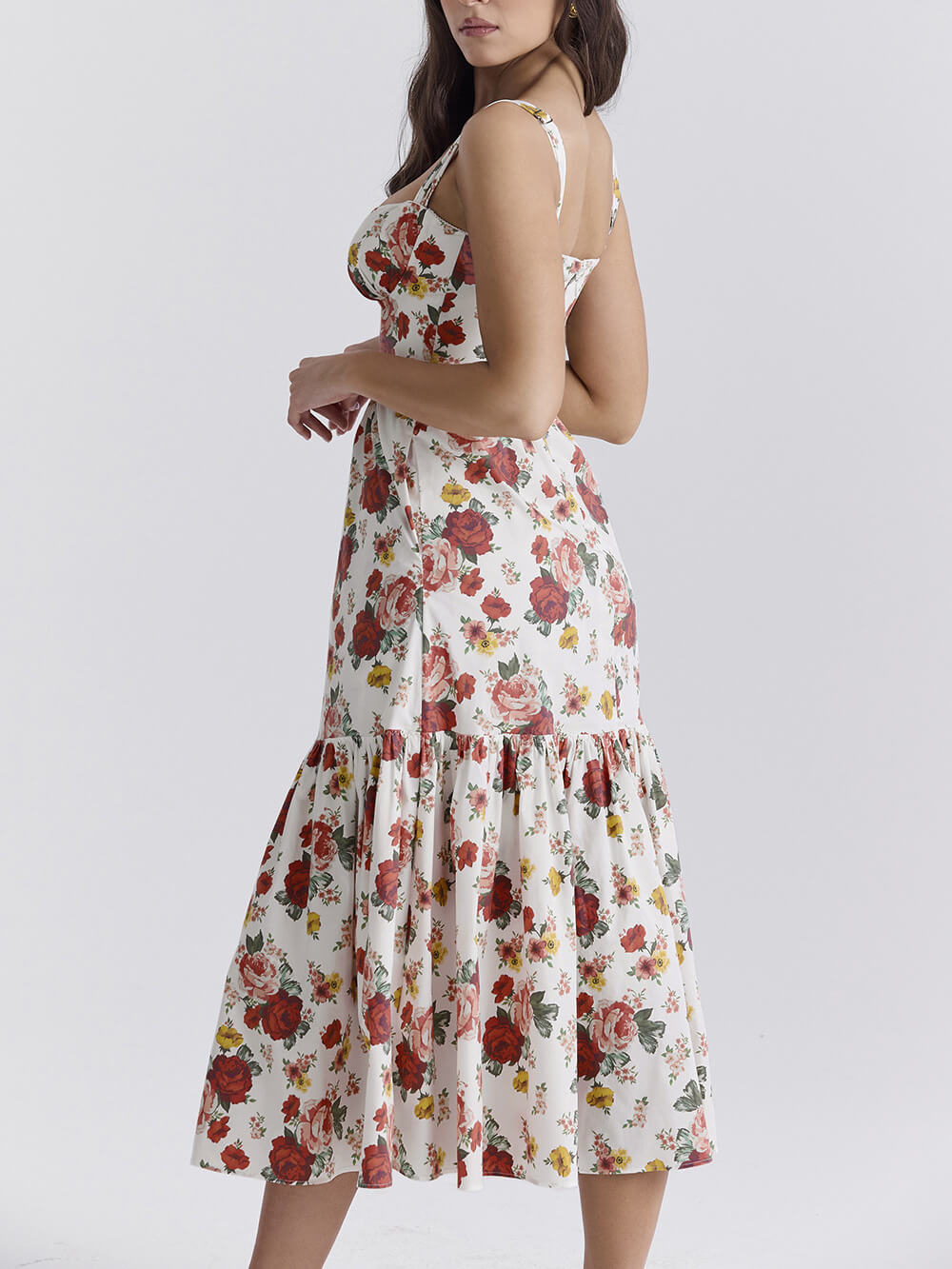 Avelena | Midikleid mit Blumenmuster und Neckholder Im Süßen Stil