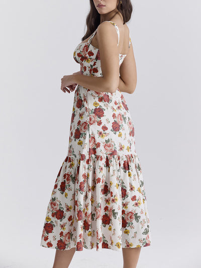Avelena | Midikleid mit Blumenmuster und Neckholder Im Süßen Stil