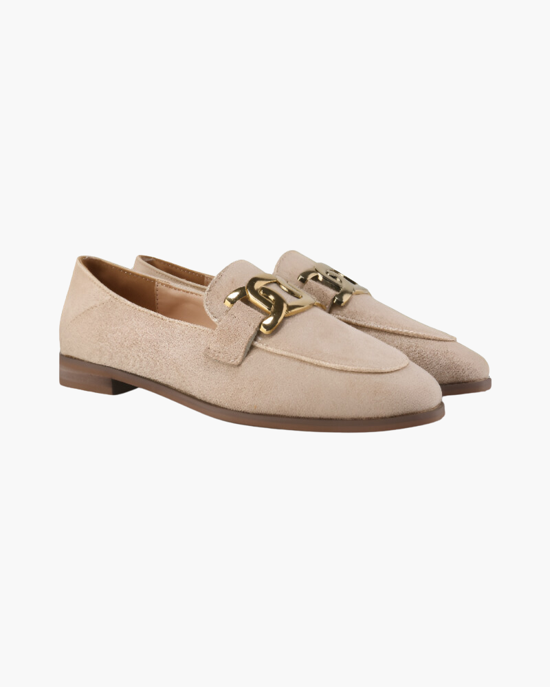 Jessica | Loafer aus Wildleder mit goldener Gliederschnalle