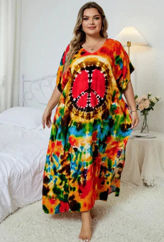 Azrielle – Lockeres Maxikleid mit Batikmuster