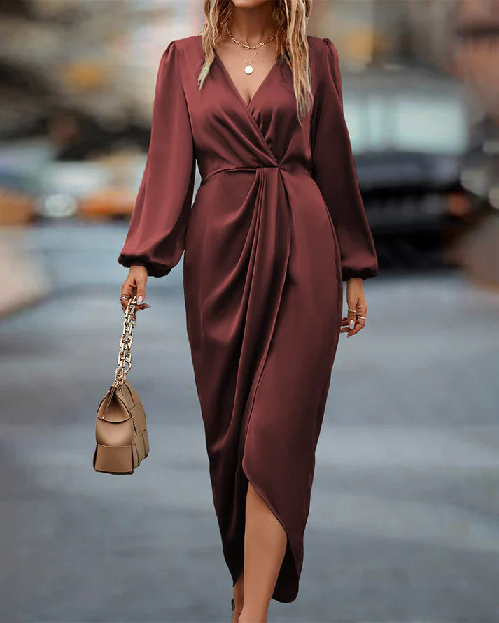 Antonella | Elegantes Kleid mit Laternenärmeln und V-Ausschnitt