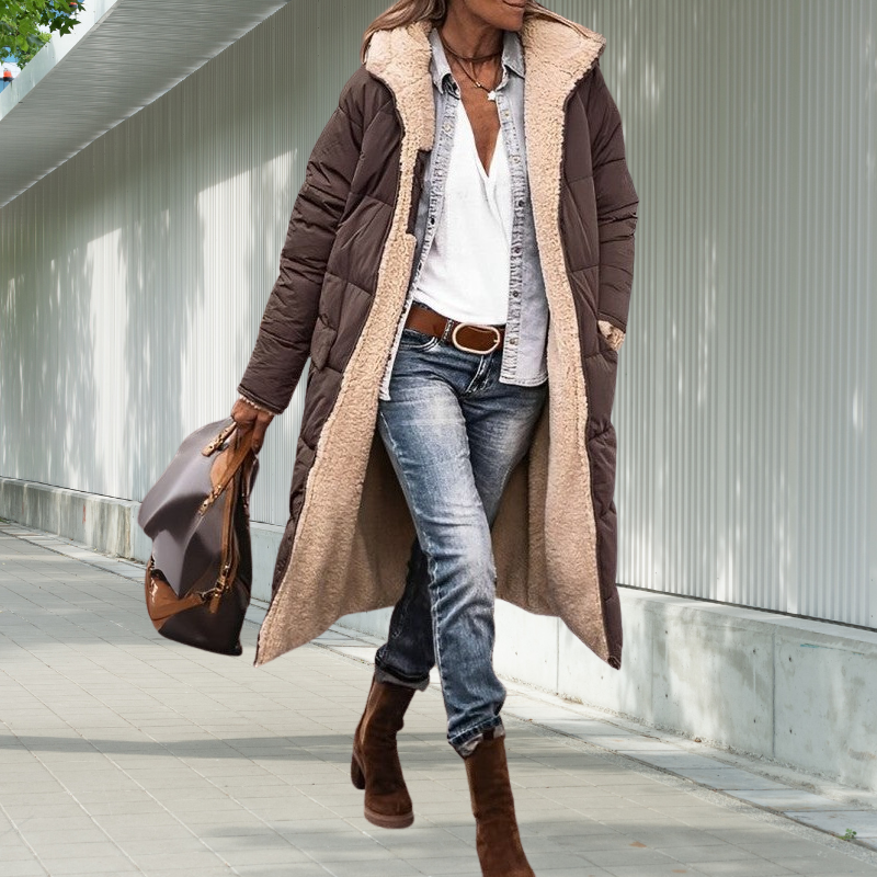 Winterjacke Damen Lang Geschnitten | Mit Kapuze und Taschen