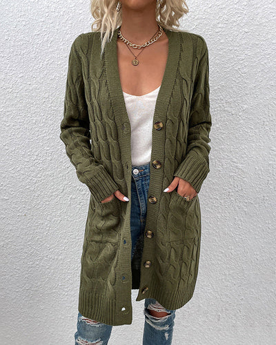 Avelena | Langärmlige Strickjacke In Einer Unifarbenen Farbe