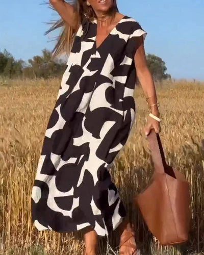 Goldie – Maxikleid mit abstraktem Print