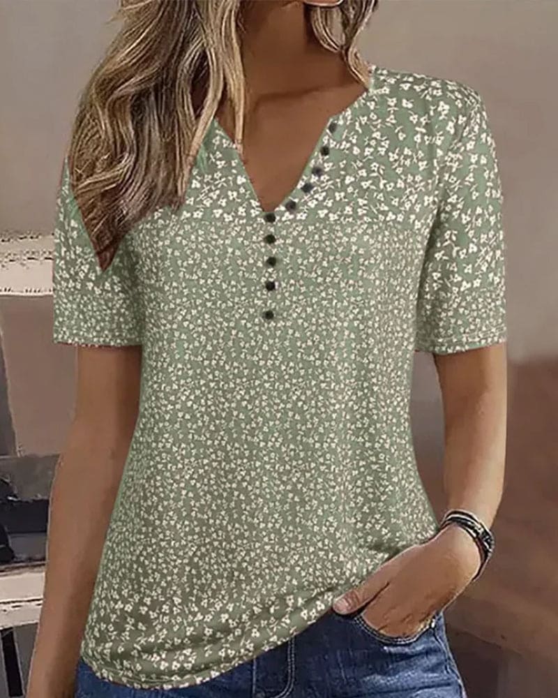 Severine – Bezaubernde Bluse mit Blumenmuster und V-Ausschnitt