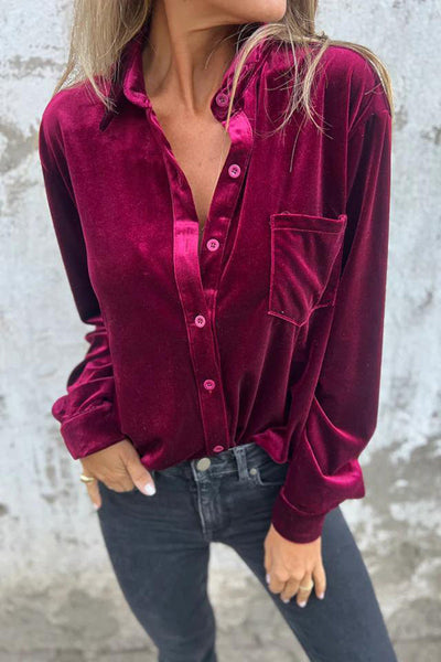 Samtbluse | Klassischer Schnitt & Luxuriöse Optik | Eleganz & Komfort
