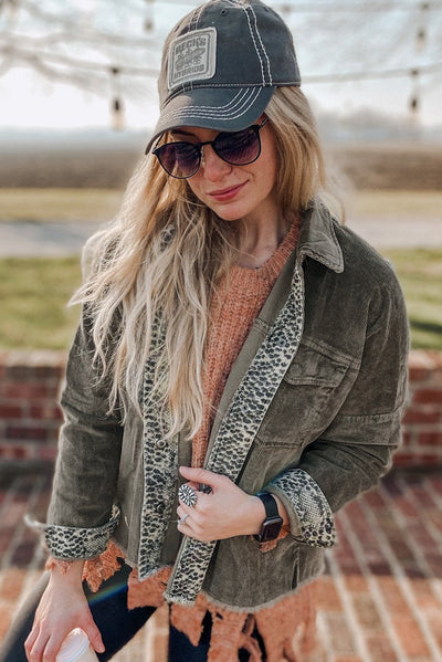Cordjacke mit Leoparden-Details | Wild & Stilvoll | Boho-Chic