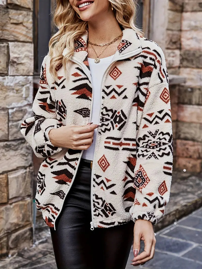 Avelena | Elegante Jacke mit Geometrischem Muster