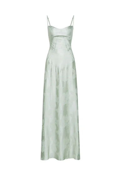 Satiniertes Maxi-Kleid | Spaghettiträger & Tailliertes Design | Eleganter Glamour